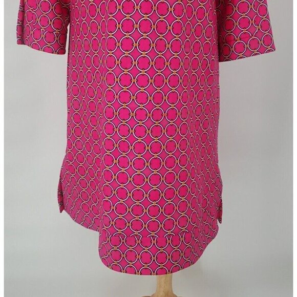 Jude Connally Megan Hot Pink Geometric Print Tunic Dress 3/4 Sleeve Size Large - Picture 3 of 11